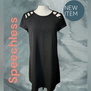 SPEECHLESS Black Dress with Cut Out Shoulders SZ L This is Your Lil Black Dress